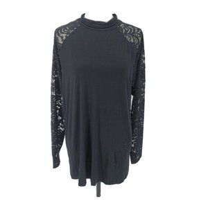 Torrid Black Lace Long Sleeve Mock Neck Top Women's 2X NWT